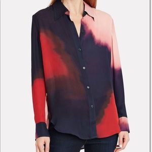 A.L.C. ALC oversized Jayne tie-dye ombre shirt button top button silk blouse